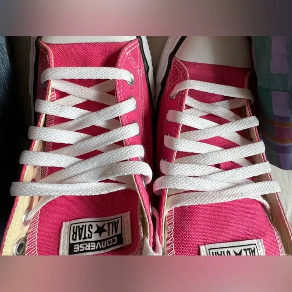 Converse All Star Chuck Taylor Hot Pink 💞Low Top Sneakers Womens 11.5 Mens 9.5 - Picture 9 of 16
